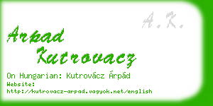arpad kutrovacz business card