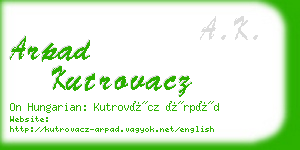 arpad kutrovacz business card